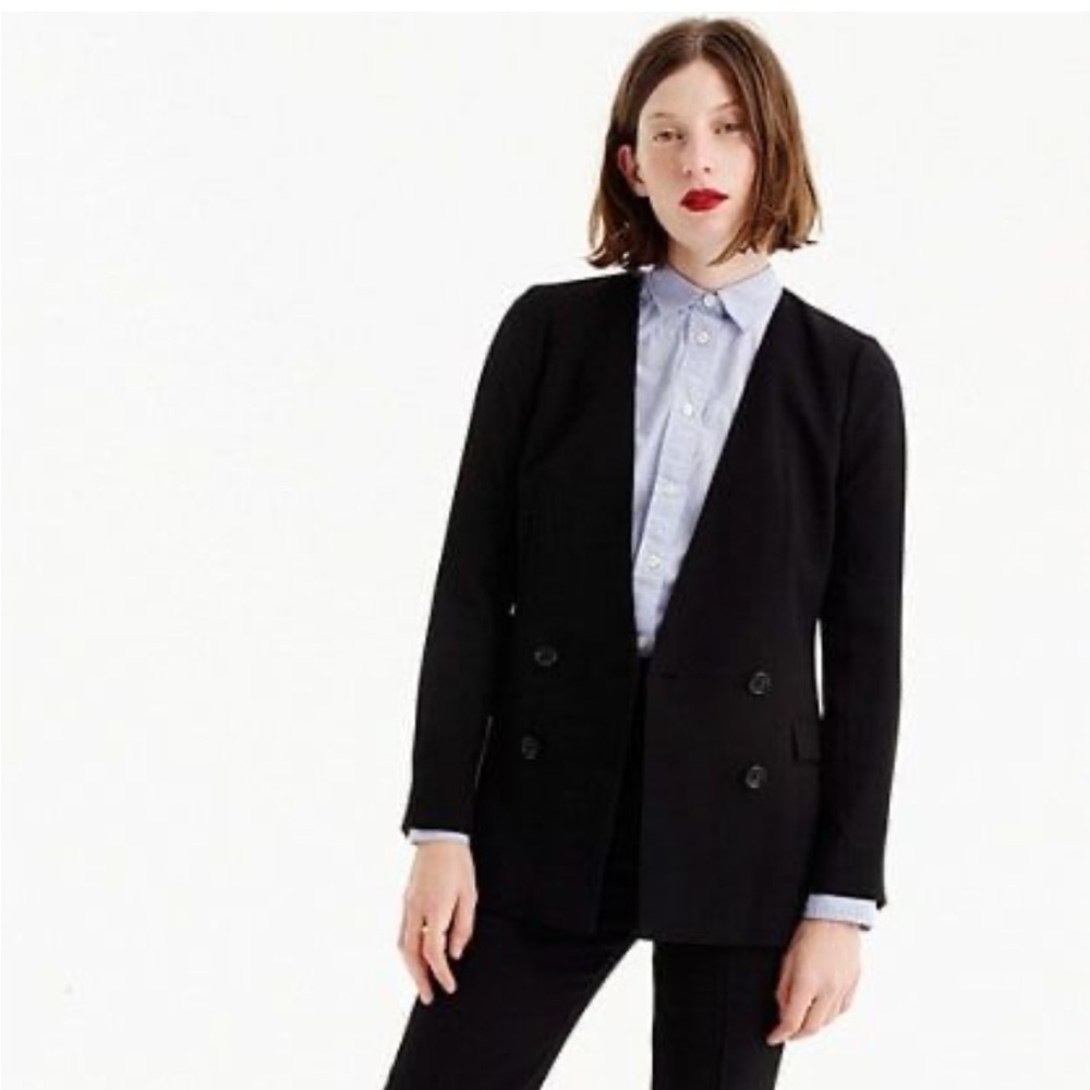 J CREW 
French Girl Blazer In Black Double-Breasted Blazer with Notched Lapels